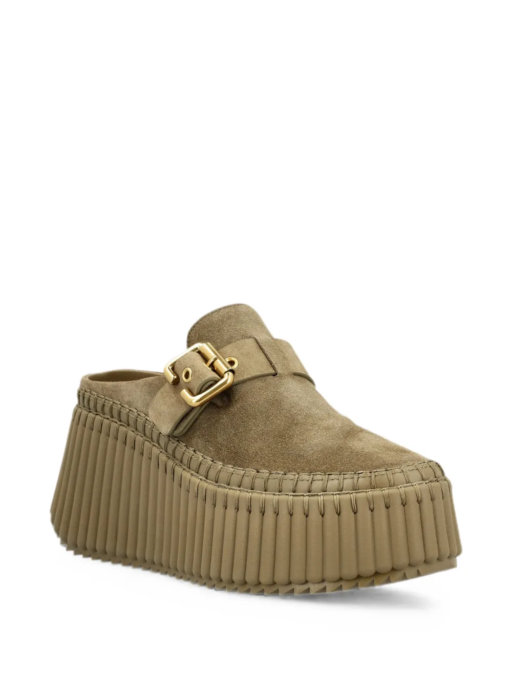 Chloé Nama buckle saddle-stitched mules Beige