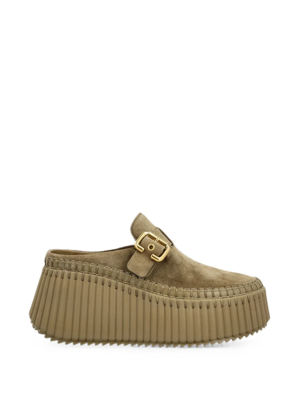 Chloé Nama buckle saddle-stitched mules Beige
