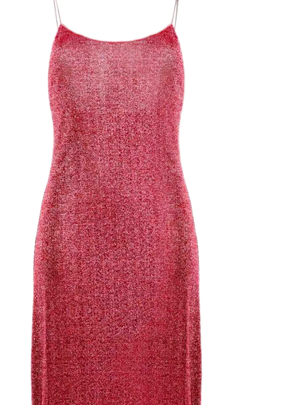 Oséree Maxi-jurk met metallic-effect en veren afwerking Rood