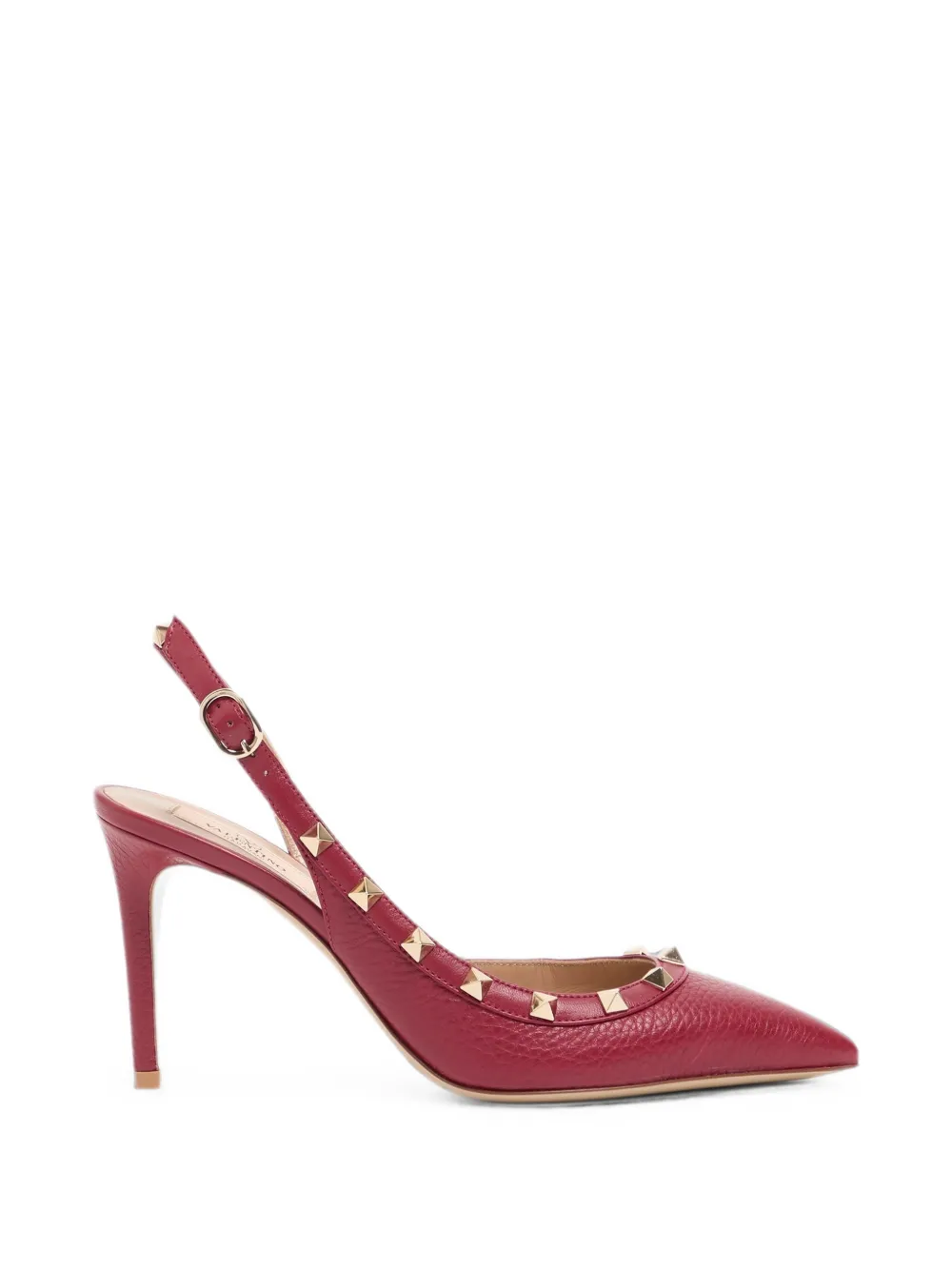 Valentino Garavani Rockstud slingback in elk-print calfskin pumps Rood