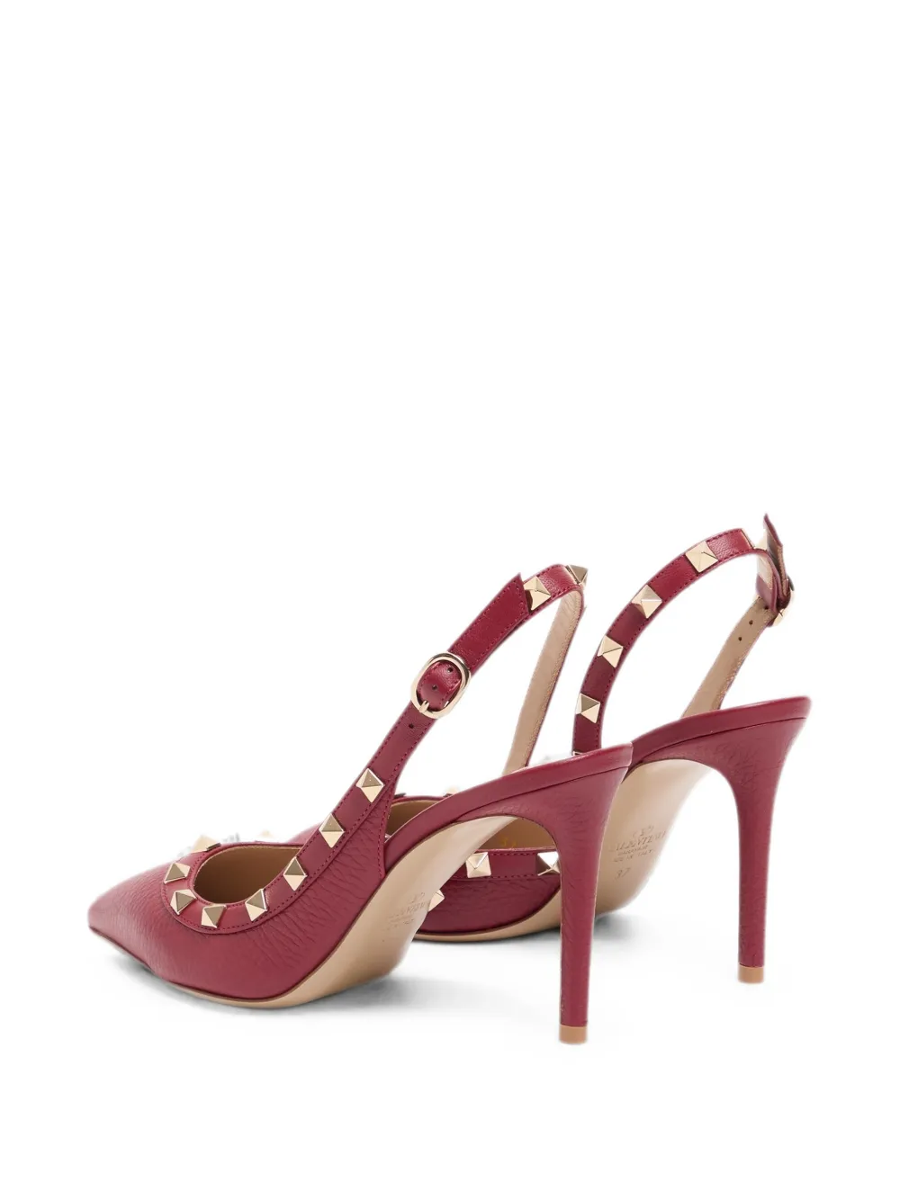 Valentino Garavani Rockstud slingback in elk-print calfskin pumps Rood