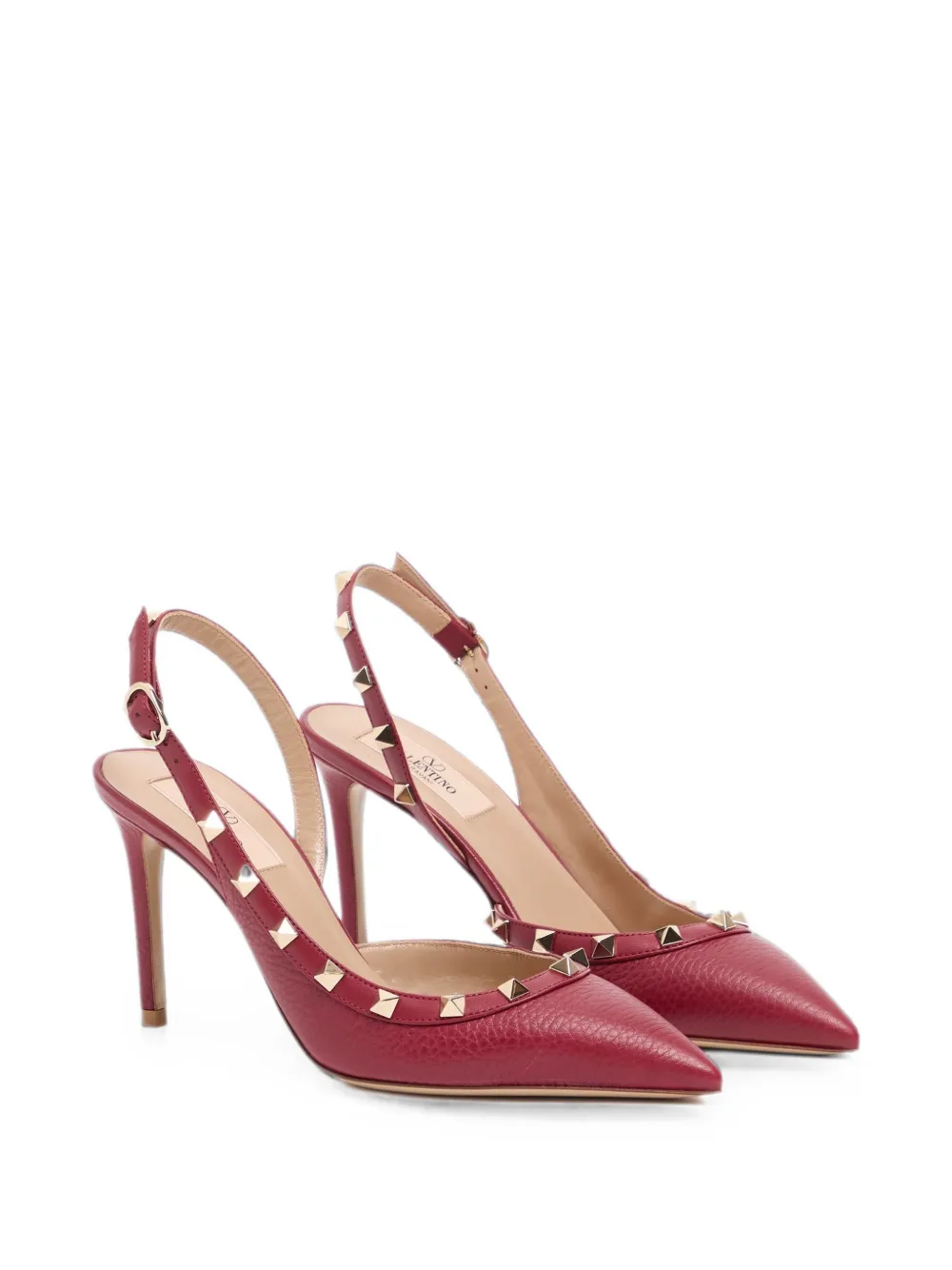 Valentino Garavani Rockstud slingback in elk-print calfskin pumps Rood