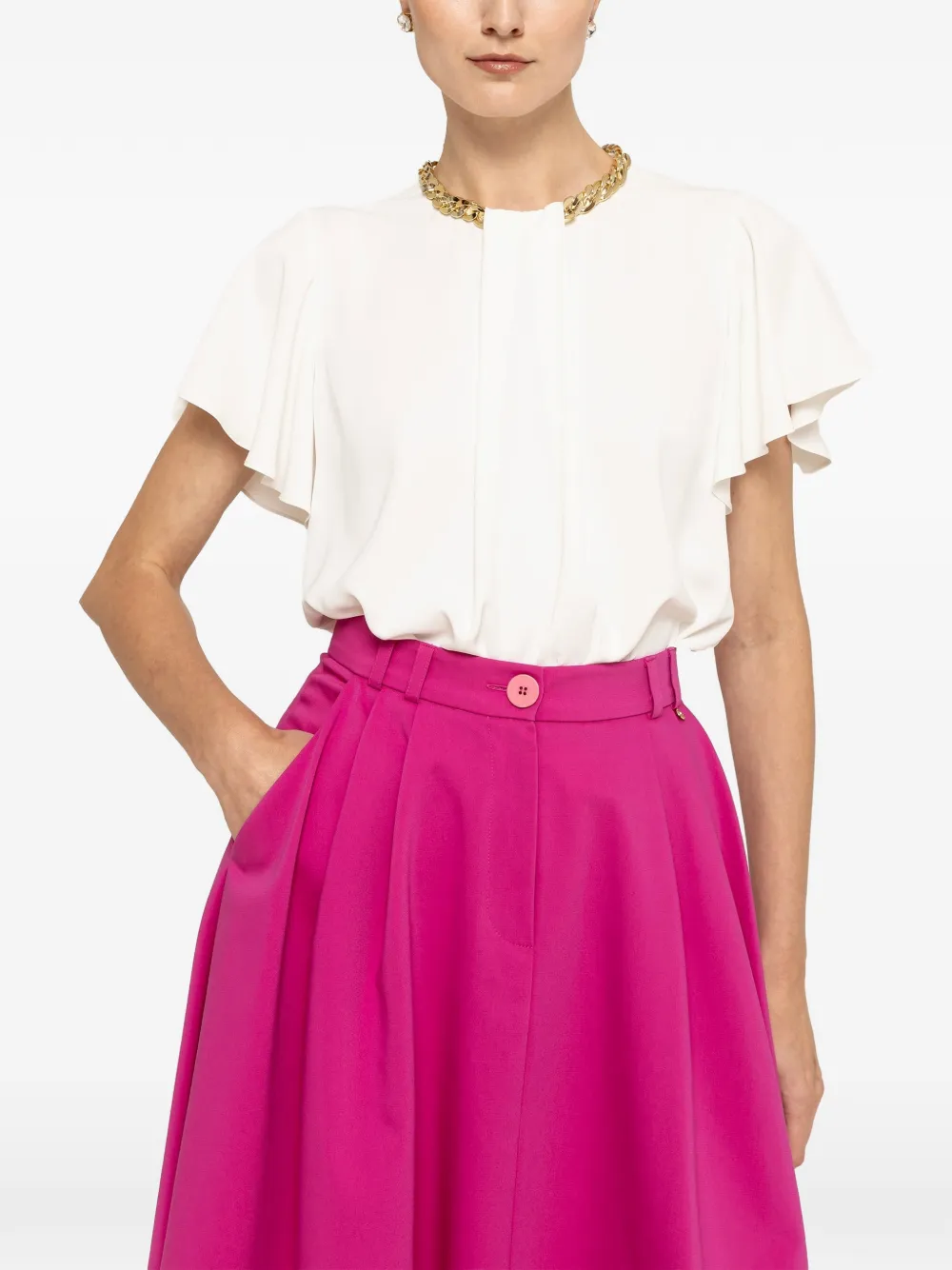 NISSA chain-detail satin top - White