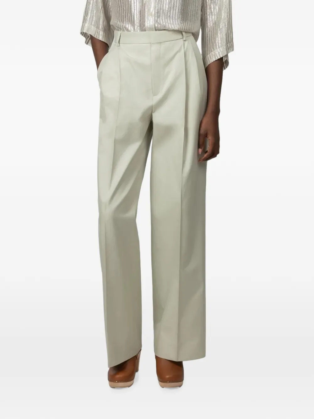 Indress Rye pleated cotton trousers - Green