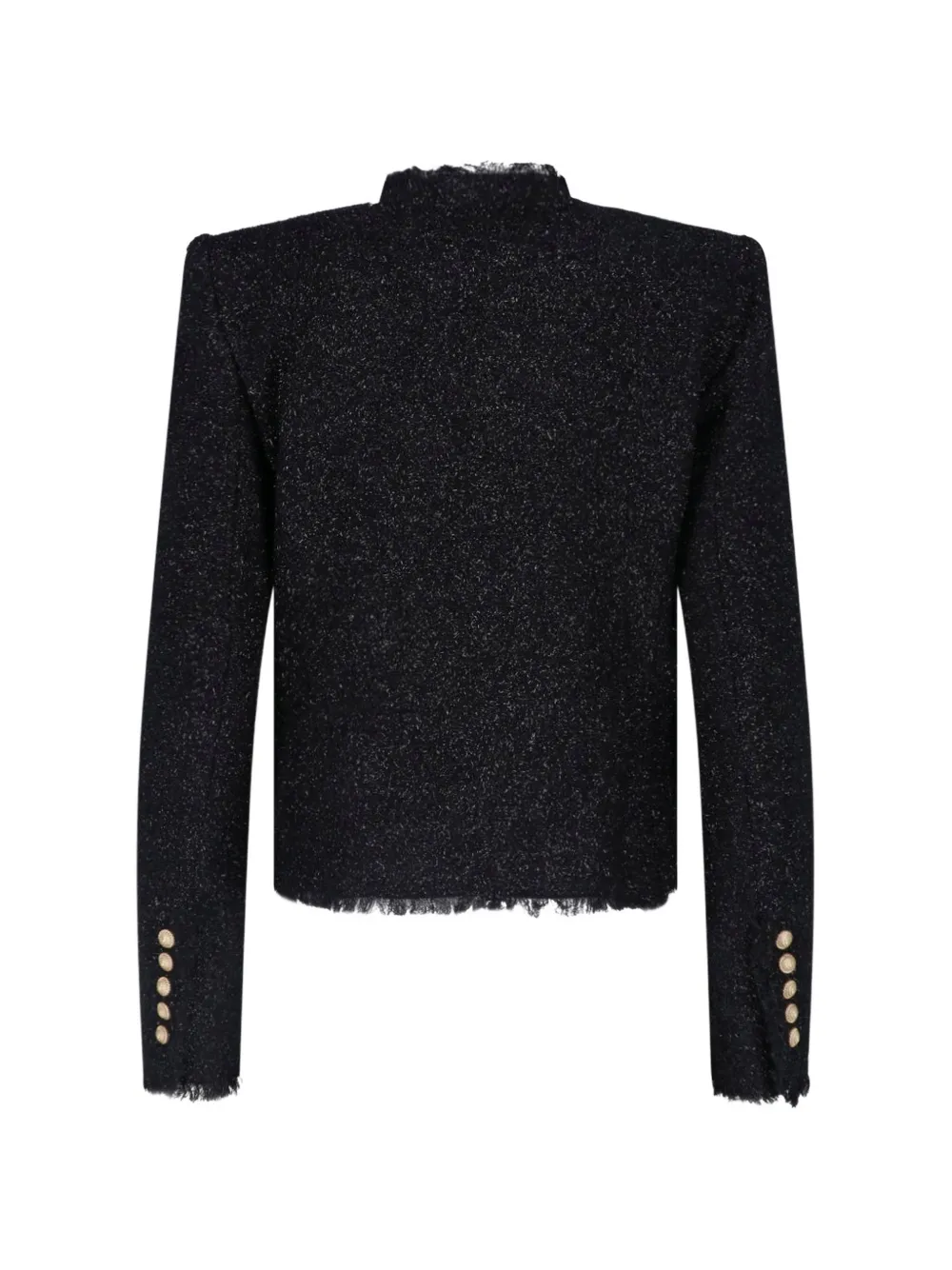 Balmain Tweed jack met leeuwenknoop Zwart