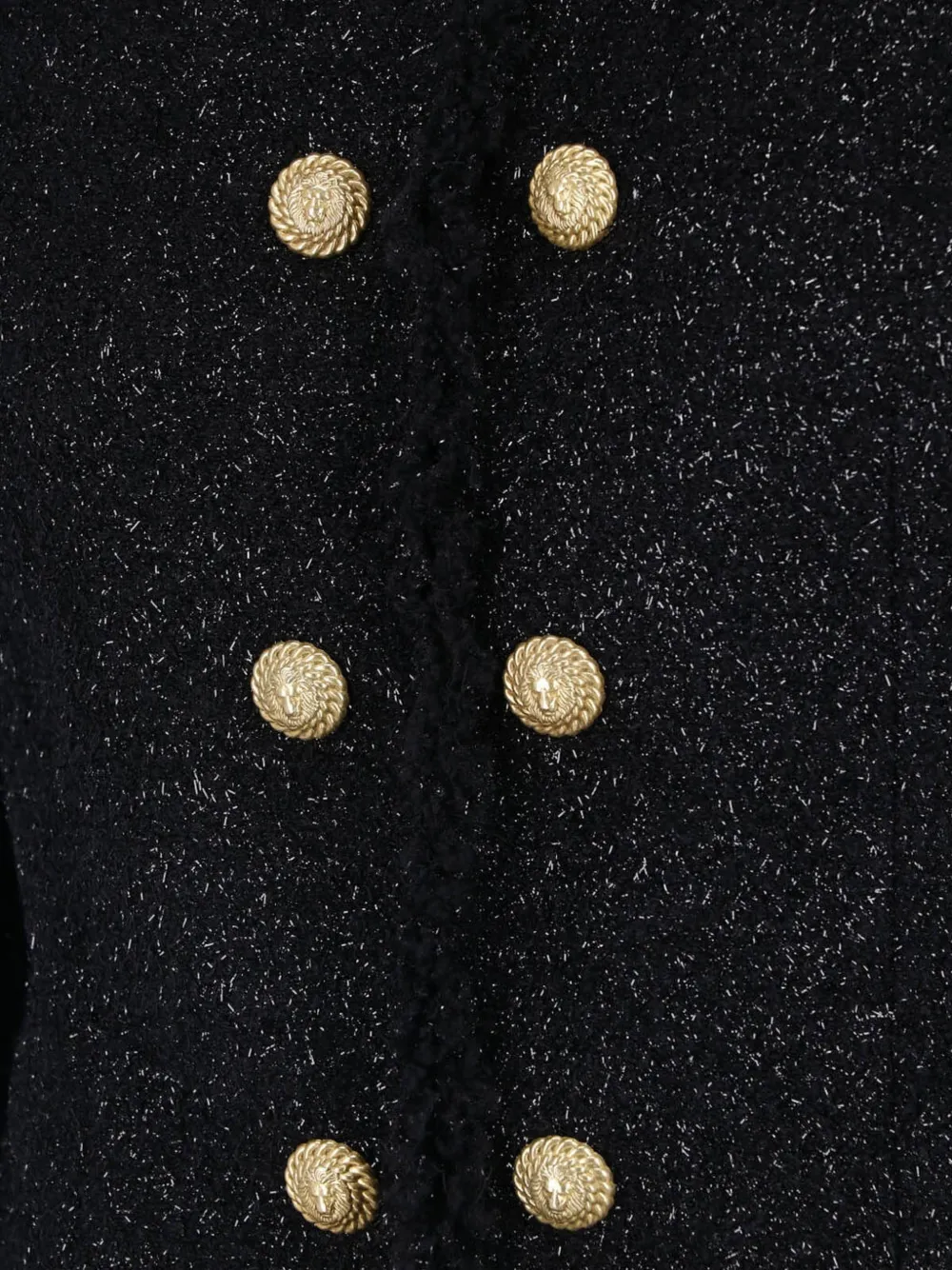 Balmain Tweed jack met leeuwenknoop Zwart