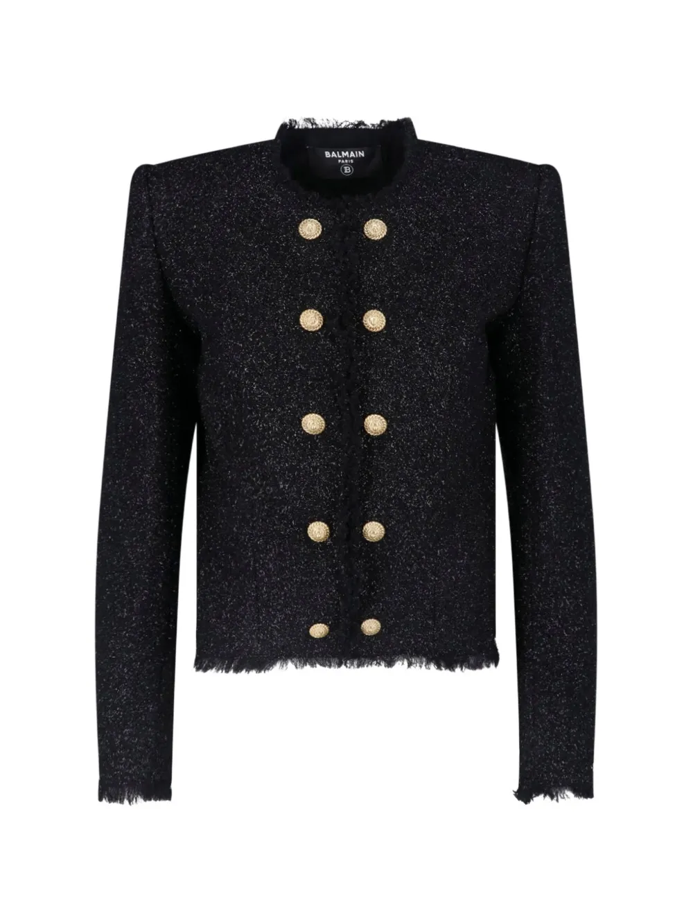 Balmain lion-button tweed jacket - Nero