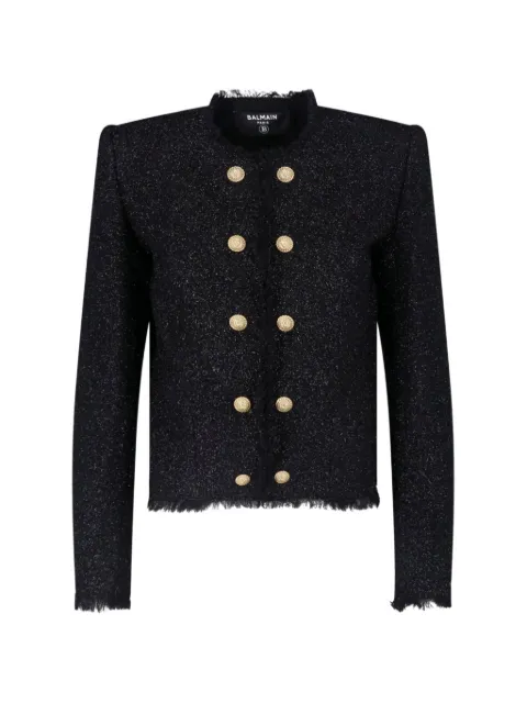 Balmain lion-button tweed jacket