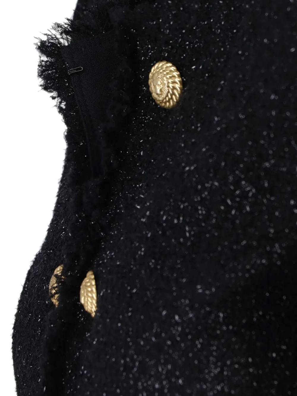 Balmain Tweed jack met leeuwenknoop Zwart
