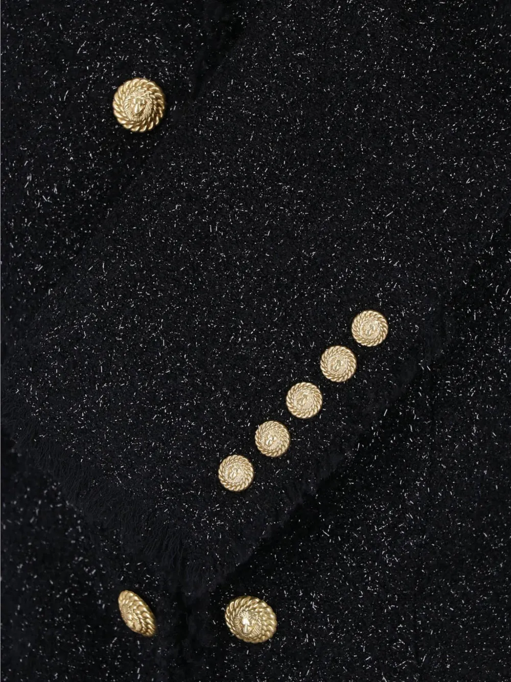 Balmain Tweed jack met leeuwenknoop Zwart