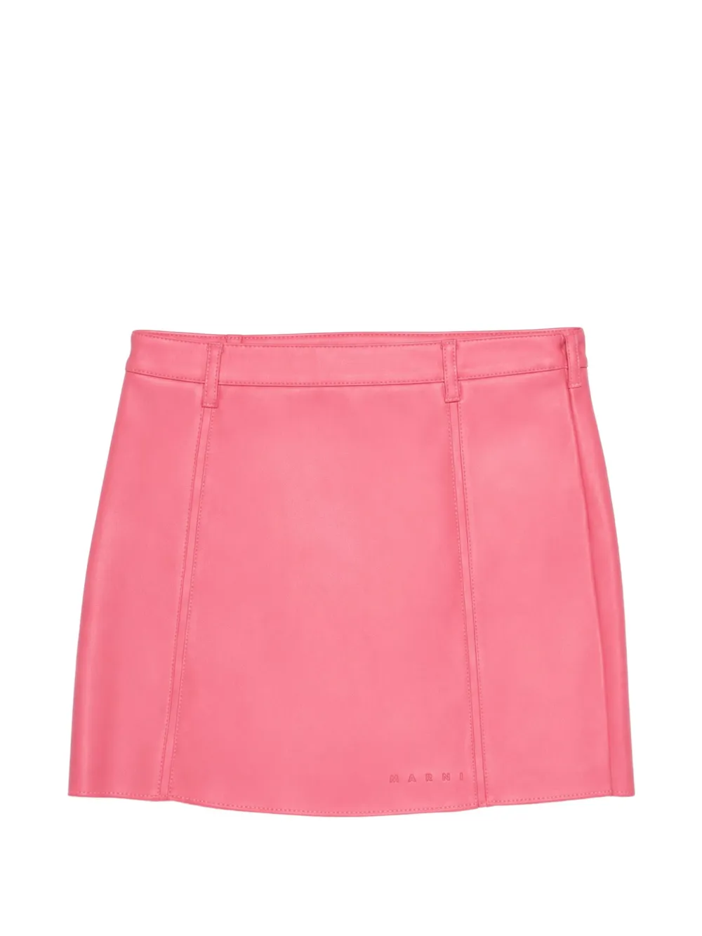 Marni Kids logo-embossed leather skirt - Rosa