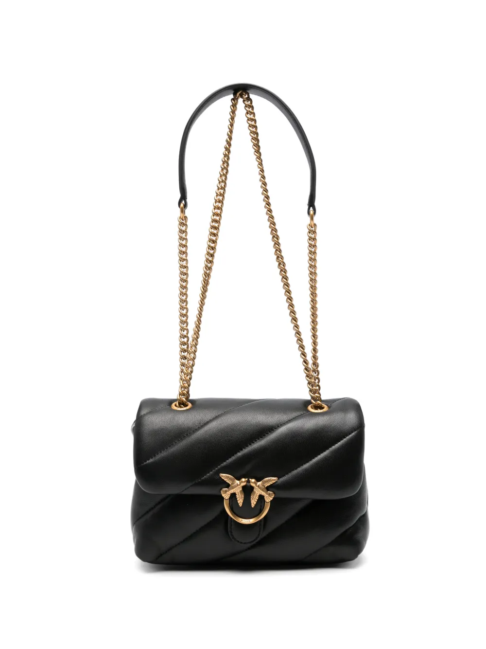 PINKO Love Birds quilted shoulder bag - Schwarz