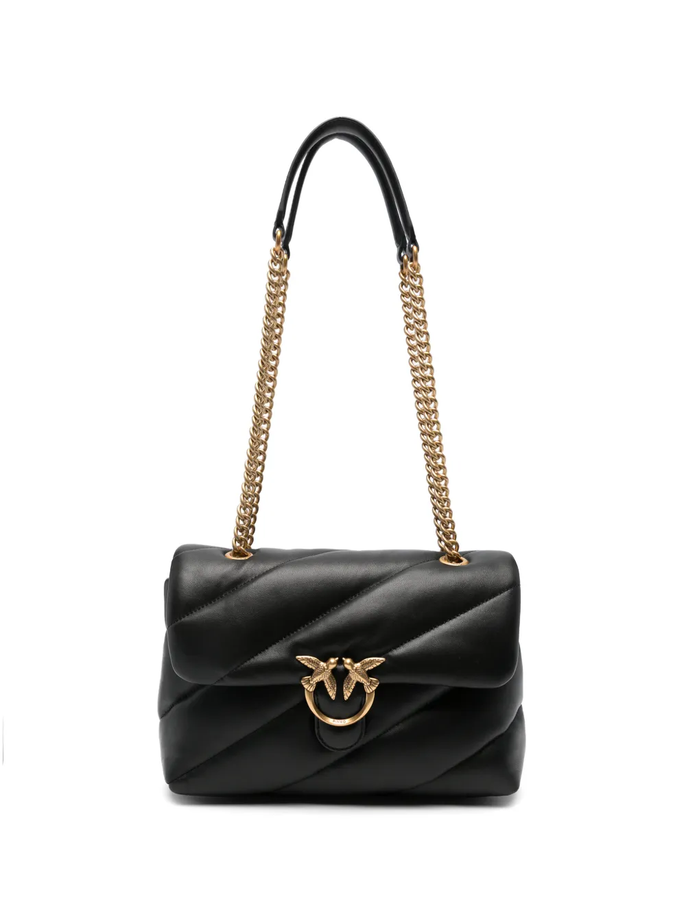 PINKO Love Birds quilted shoulder bag - Schwarz