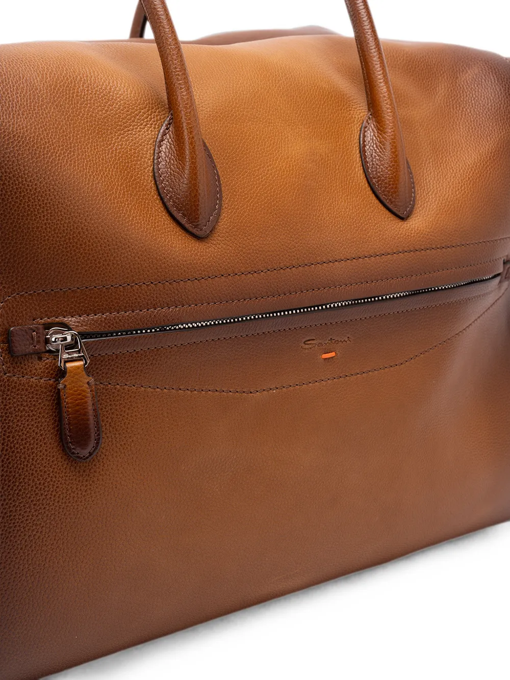 Santoni Shopper van bewerkt leer Bruin