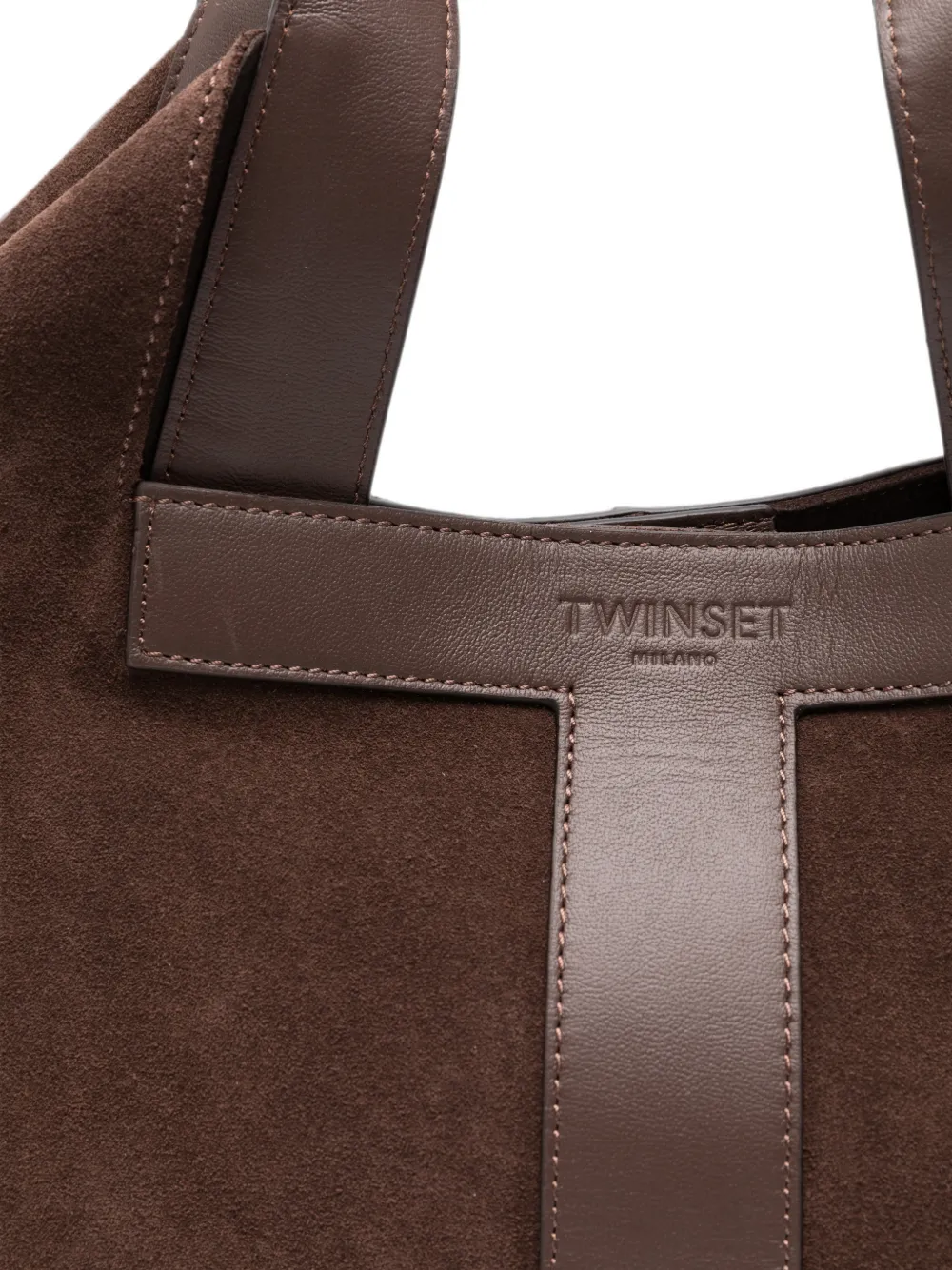 TWINSET shopper met suède vlakken Bruin