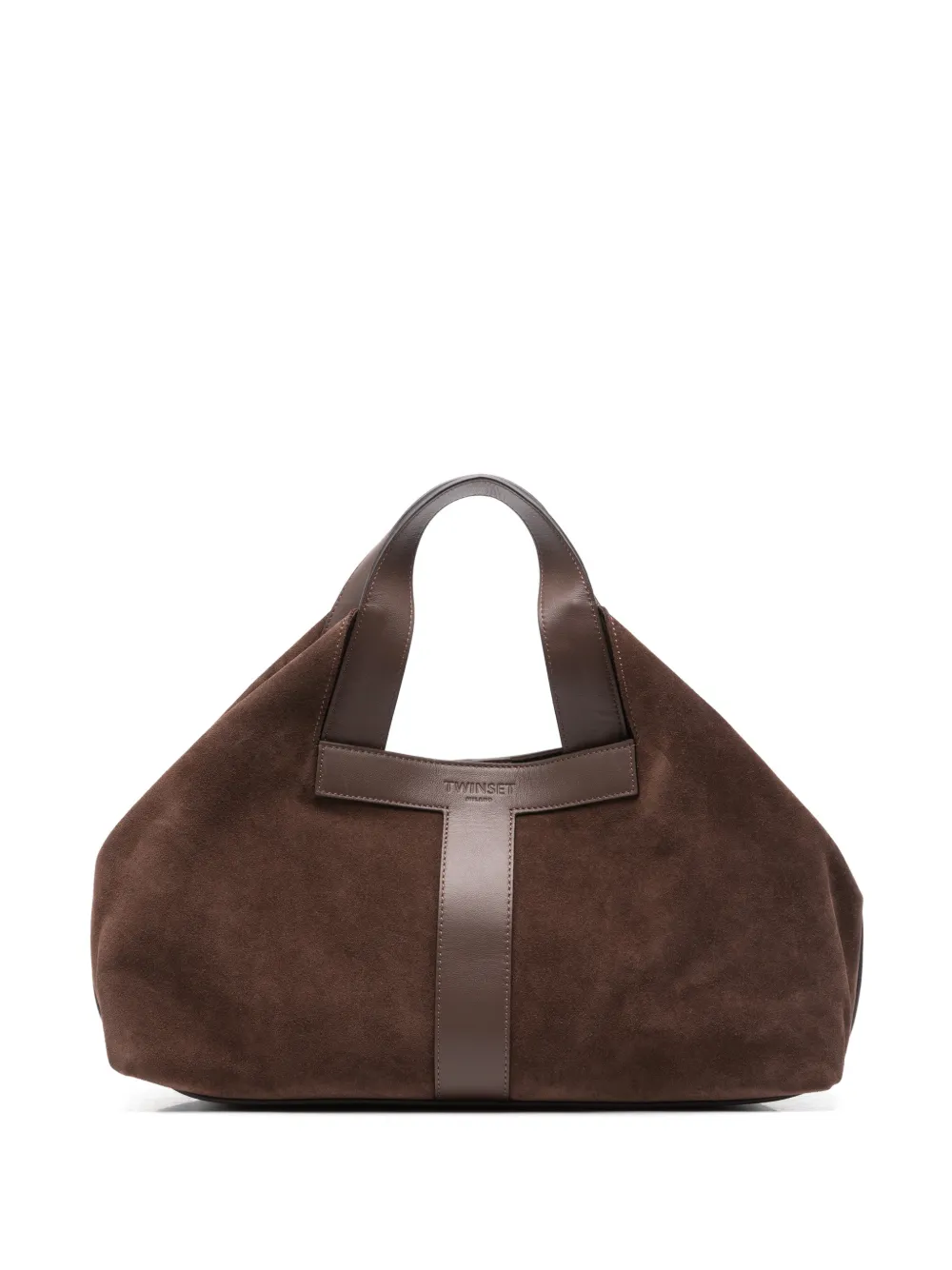 TWINSET suede-panelled tote bag - Braun