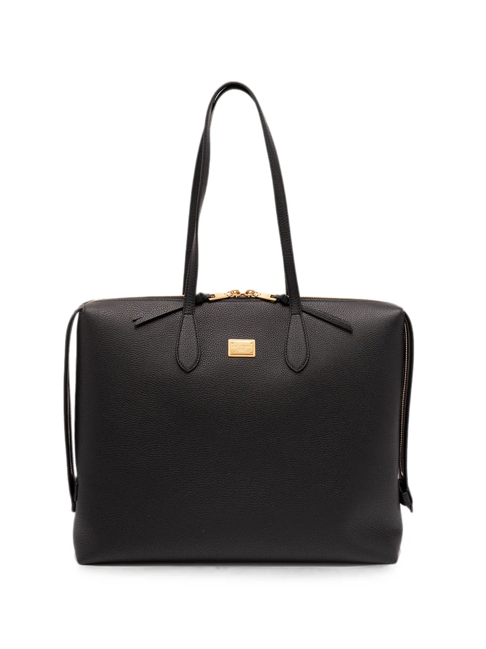 Dolce & Gabbana logo-plaque leather tote bag - Schwarz