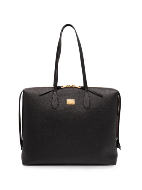 Dolce & Gabbana logo-plaque leather tote bag