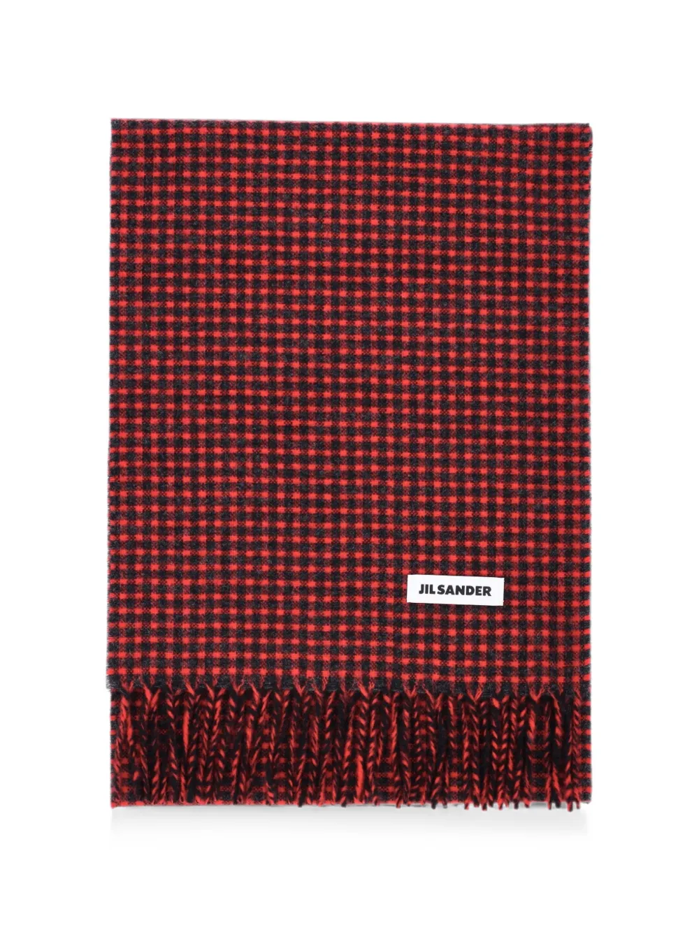Jil Sander Sjaal met franje en gingham-ruit Rood