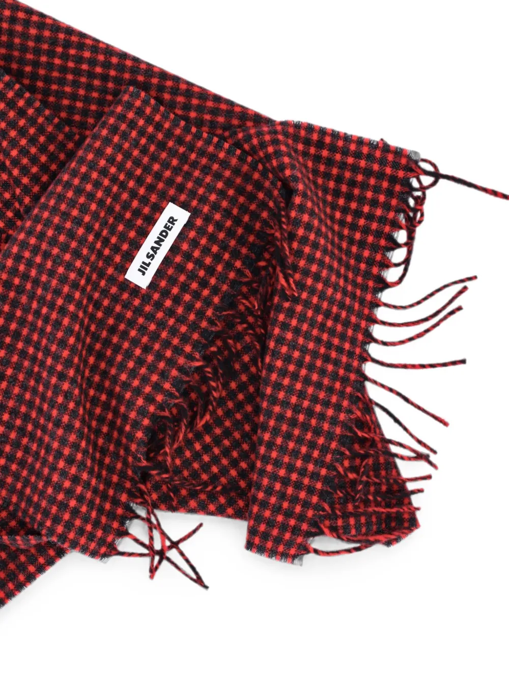 Jil Sander Sjaal met franje en gingham-ruit Rood