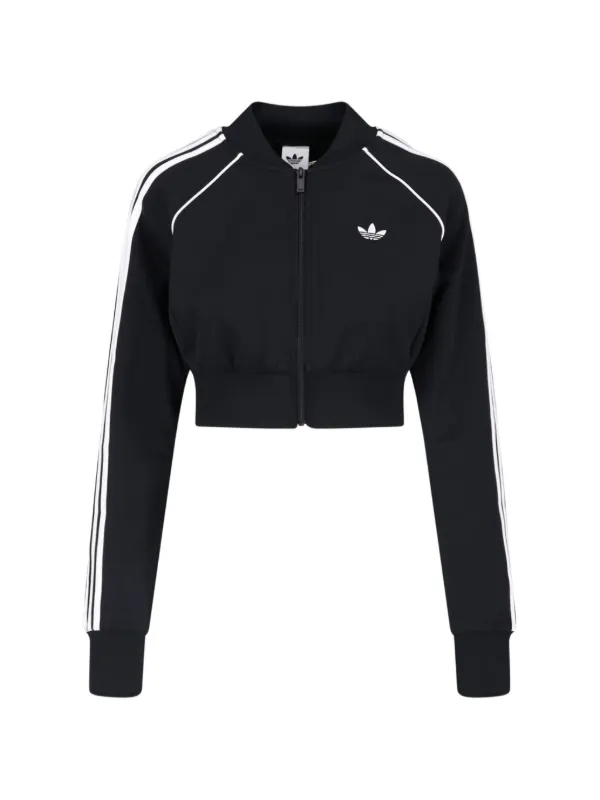 レディース adidas ストライプデザイン クロップドジャケット