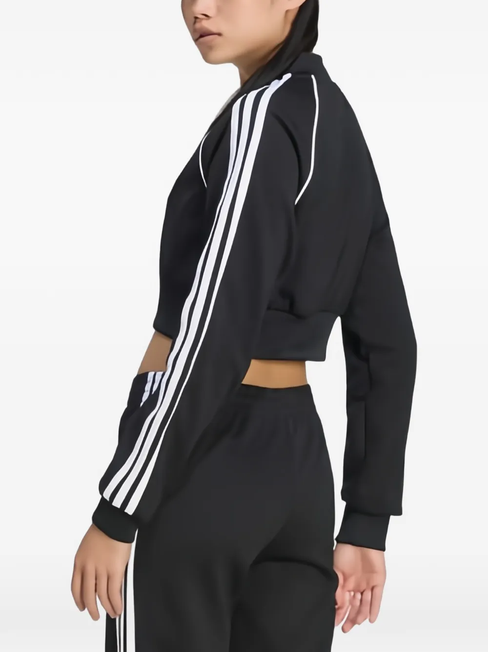 adidas Cropped trainingsjack met zijstreep Zwart