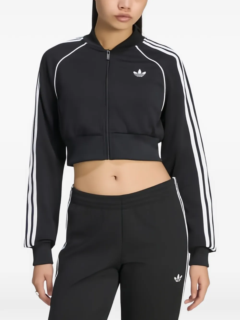 adidas Cropped trainingsjack met zijstreep Zwart