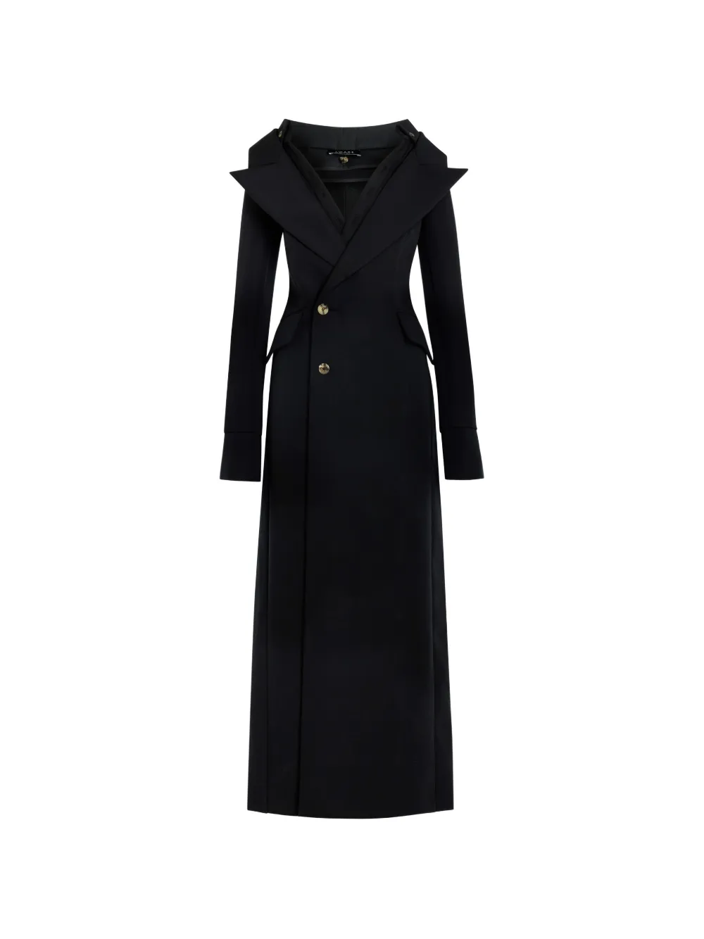 A.W.A.K.E. Mode double-breasted off-shoulder coat - Black