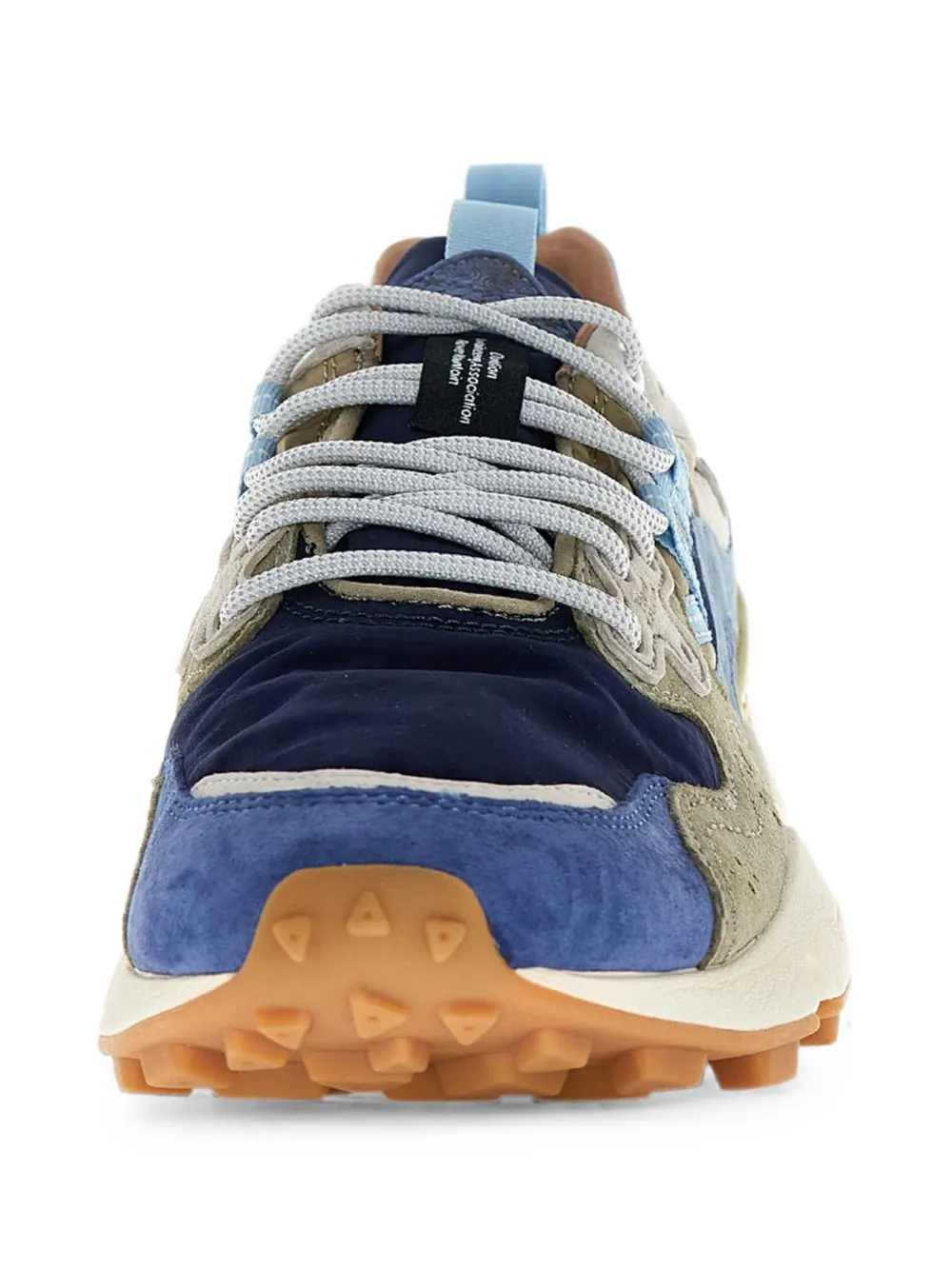 FLOWER MOUNTAIN Yamano 3 panelled suede low-top sneakers Blauw