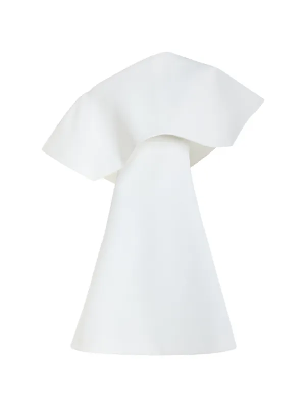A.W.A.K.E. Mode Off-shoulder Oversized-collar Mini Dress in White