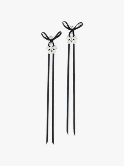 Simone Rocha crystal-embellished satin-bow drop earrings