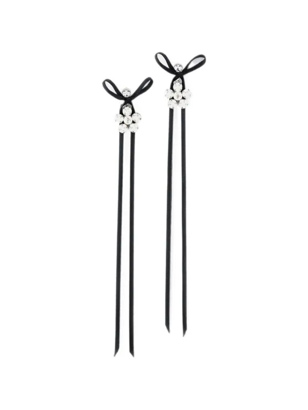 Simone Rocha Crystal-embellished Satin-bow Drop Earrings in Silver