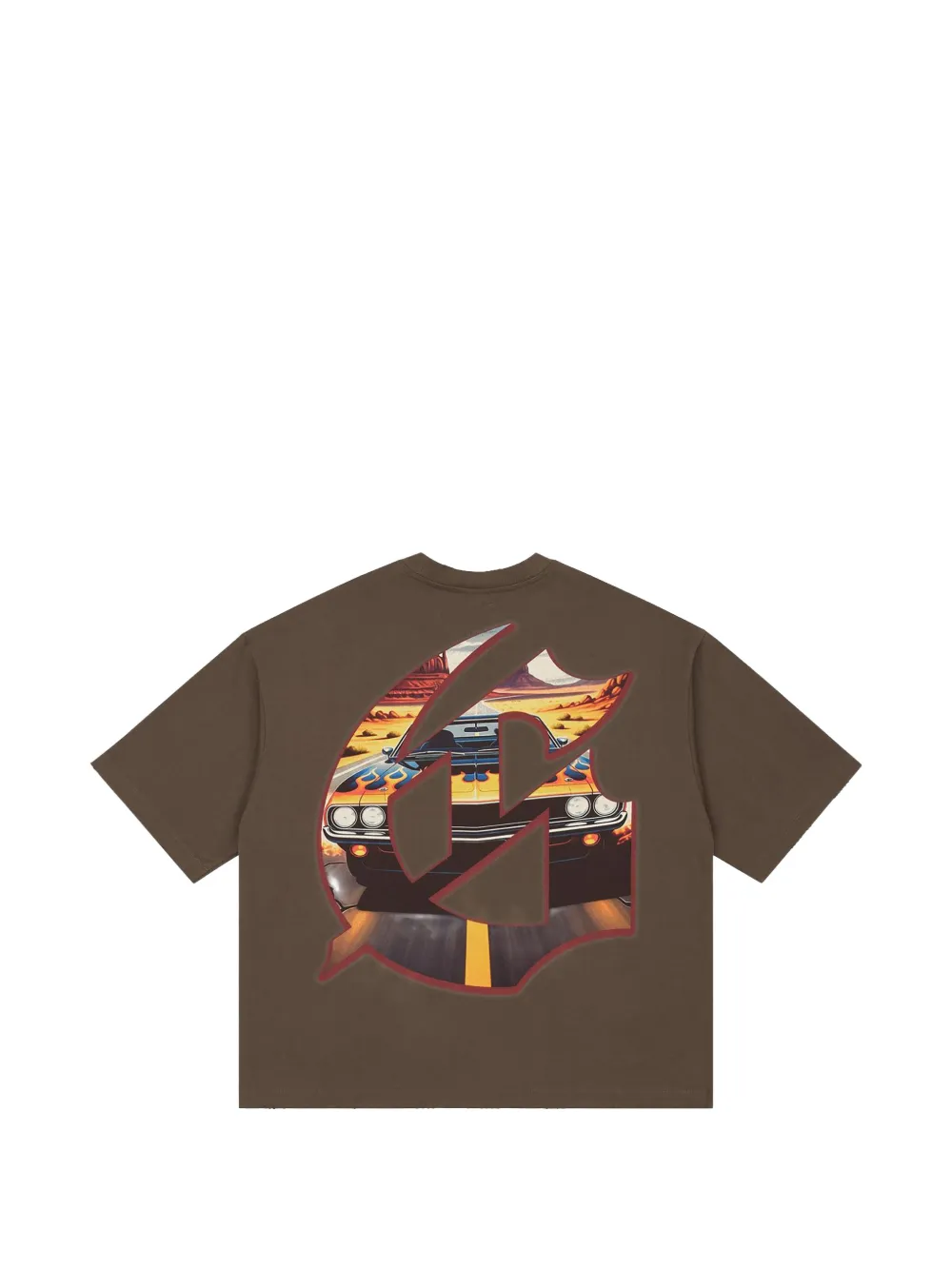 GODSPEED On The Run II T-shirt met grafische print Bruin