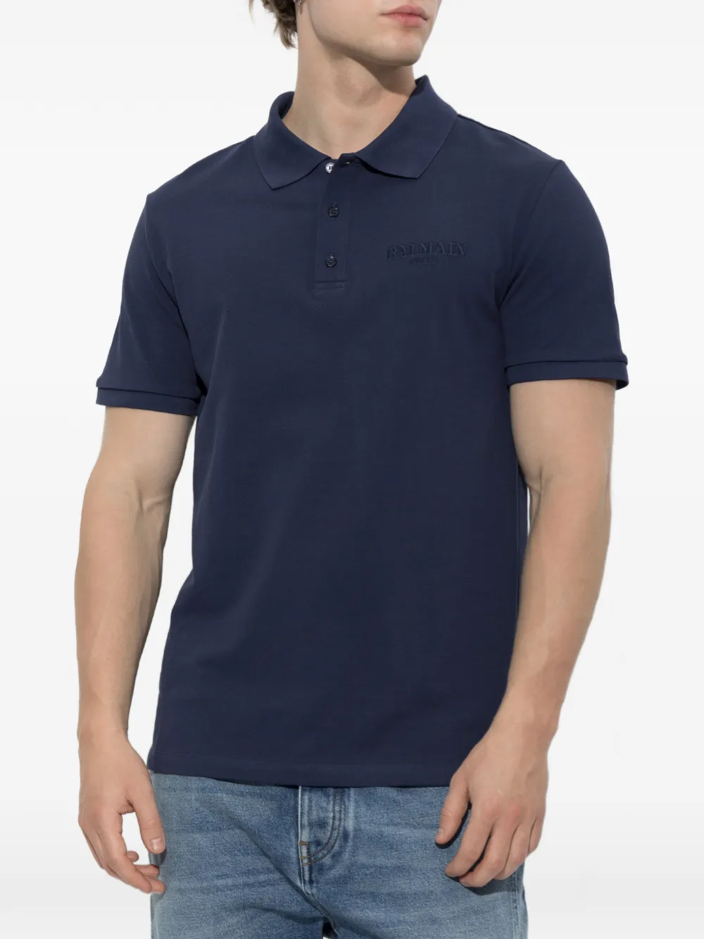 Balmain Poloshirt met geborduurd logo Blauw