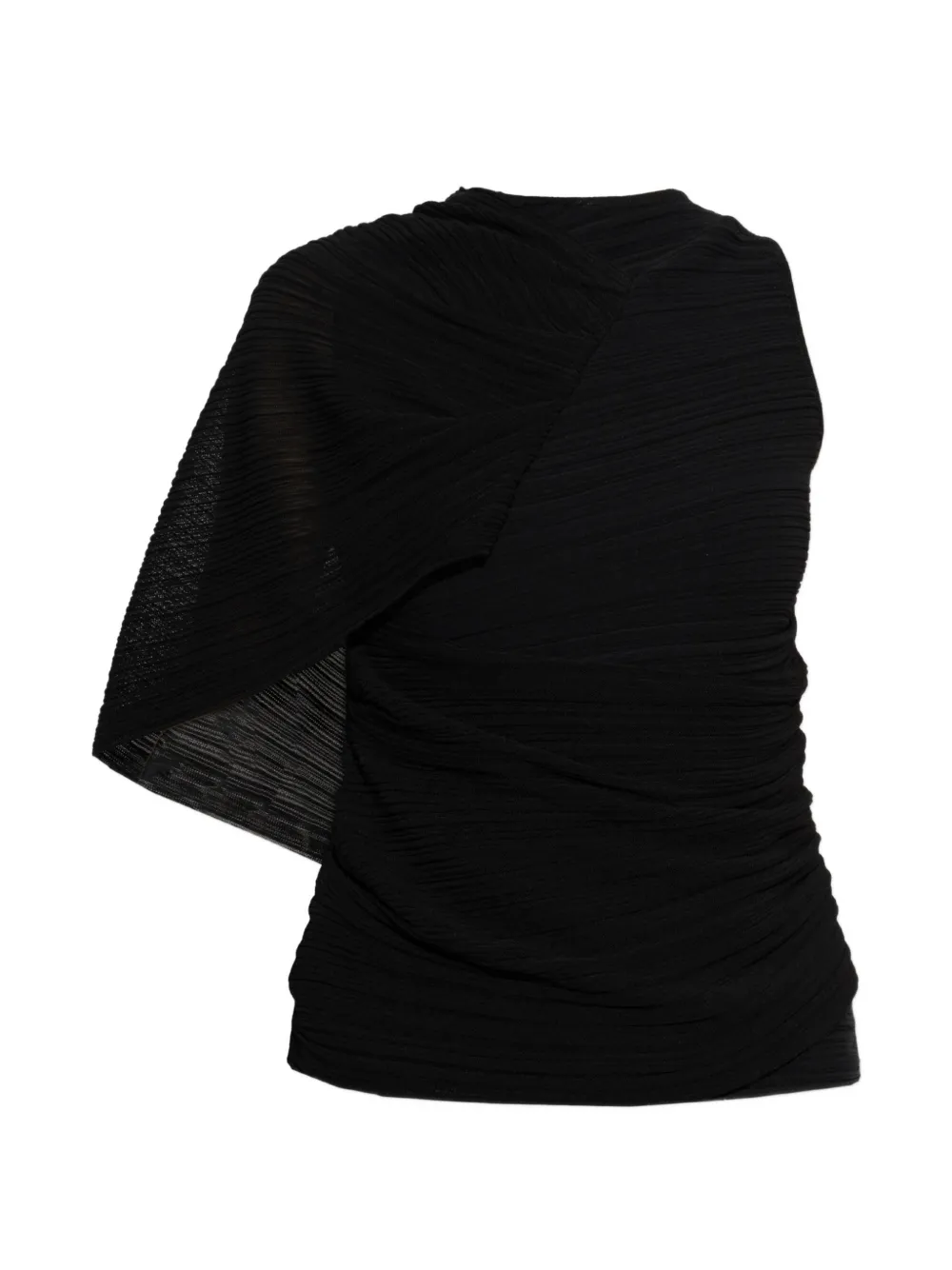 Balmain pleated one-shoulder blouse - Black