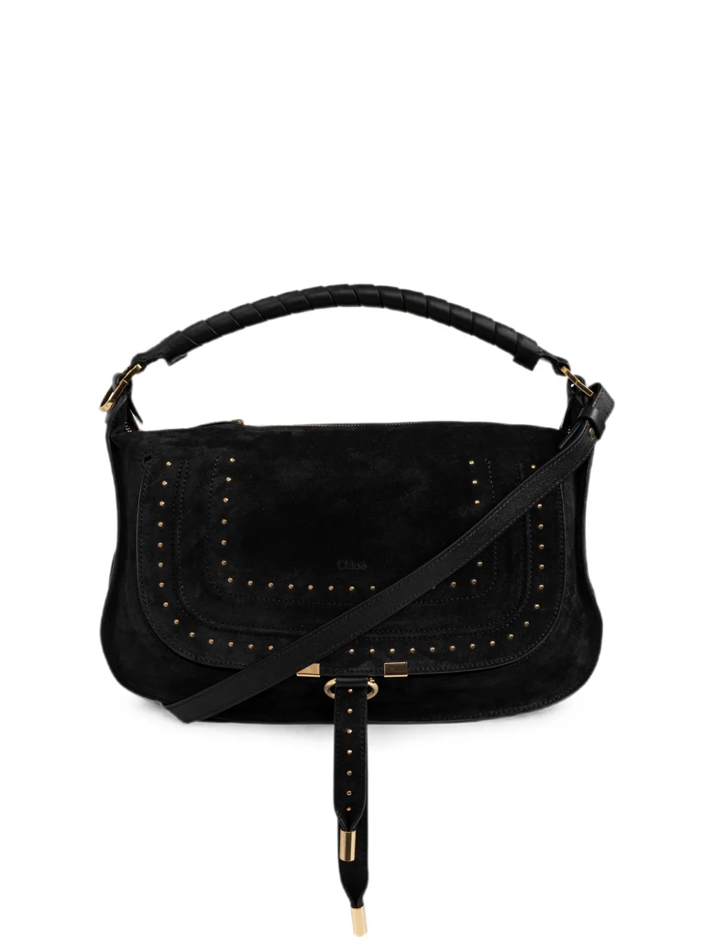 Chloé Marcie Stud-embellished Shoulder Bag In Black