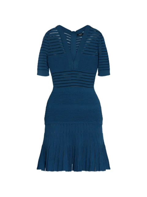 Balmain ribbed-knit V-neck mini dress