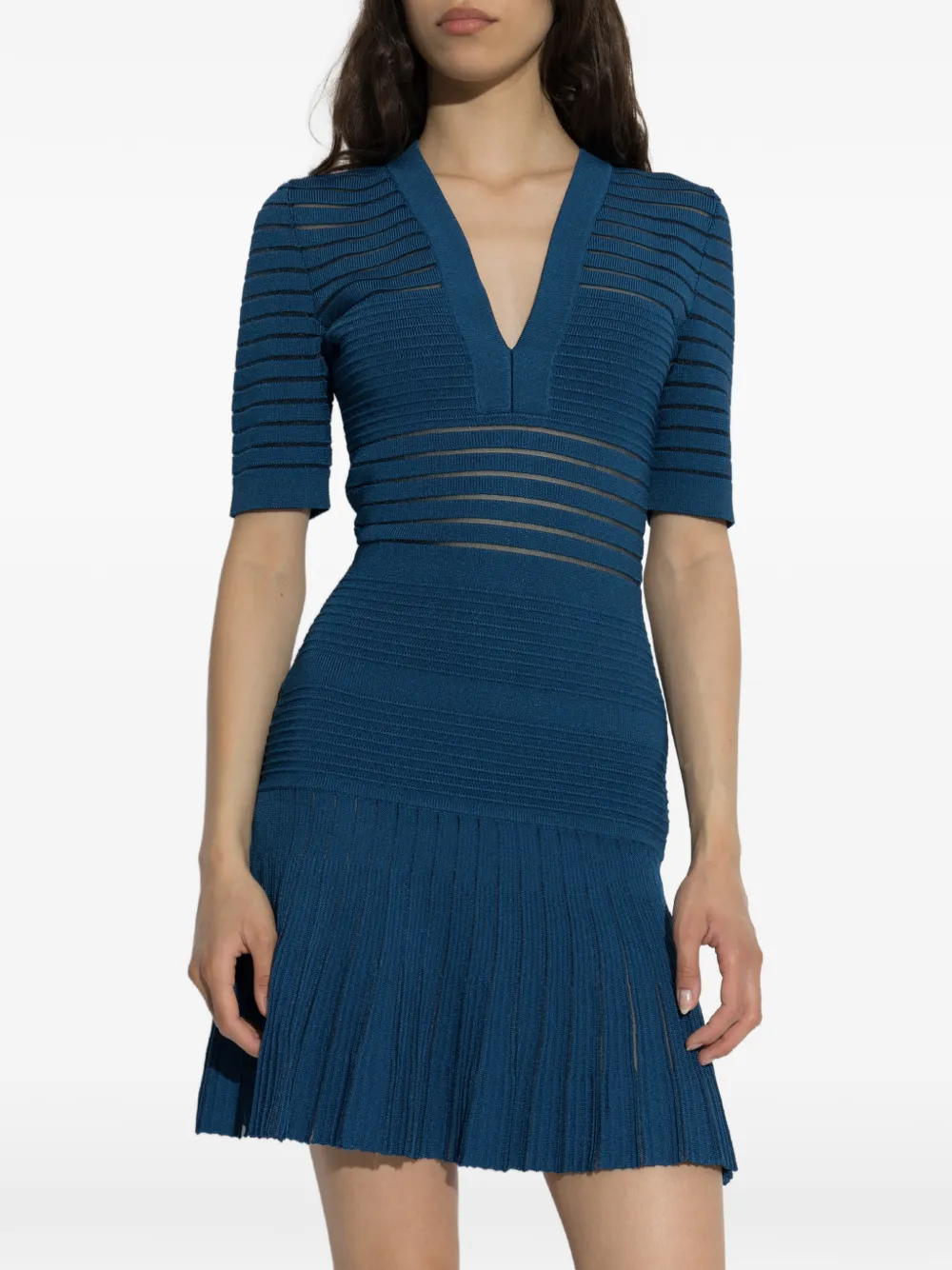 Balmain Ribgebreide jurk Blauw