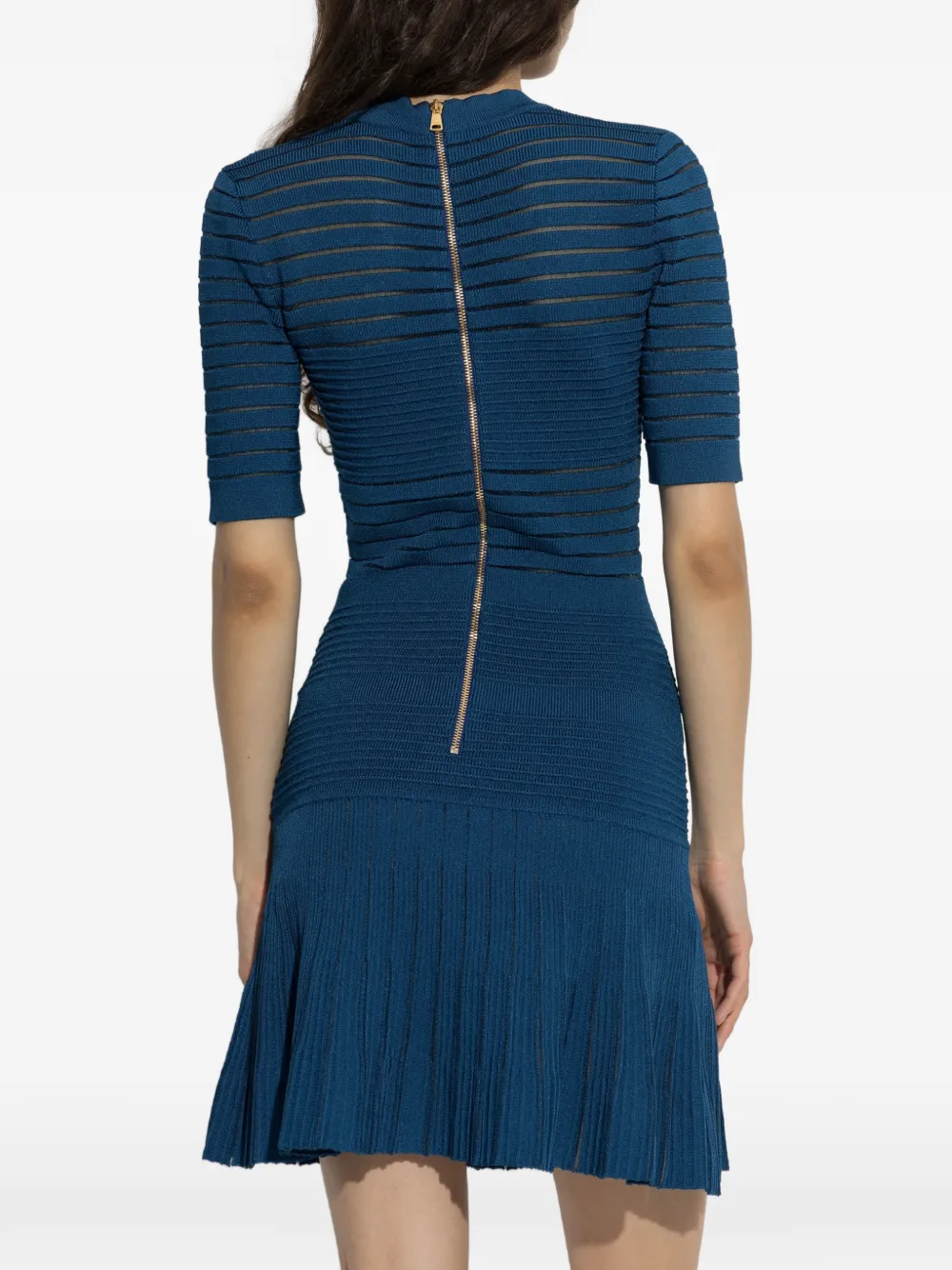 Balmain Ribgebreide jurk Blauw