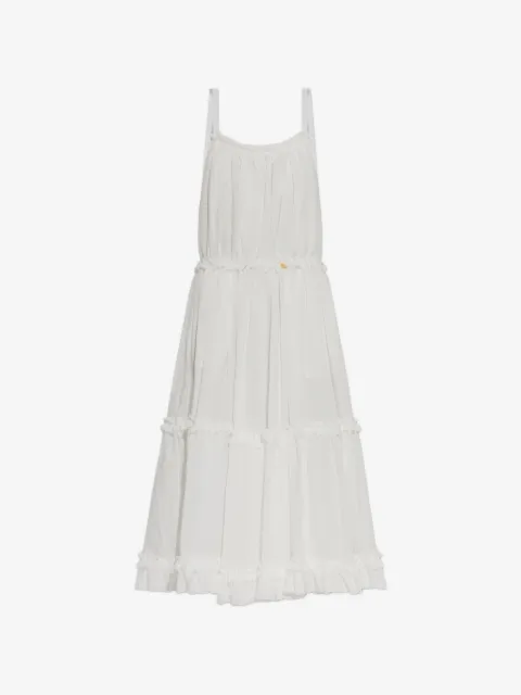Balmain robe mi-longue à volants superposés