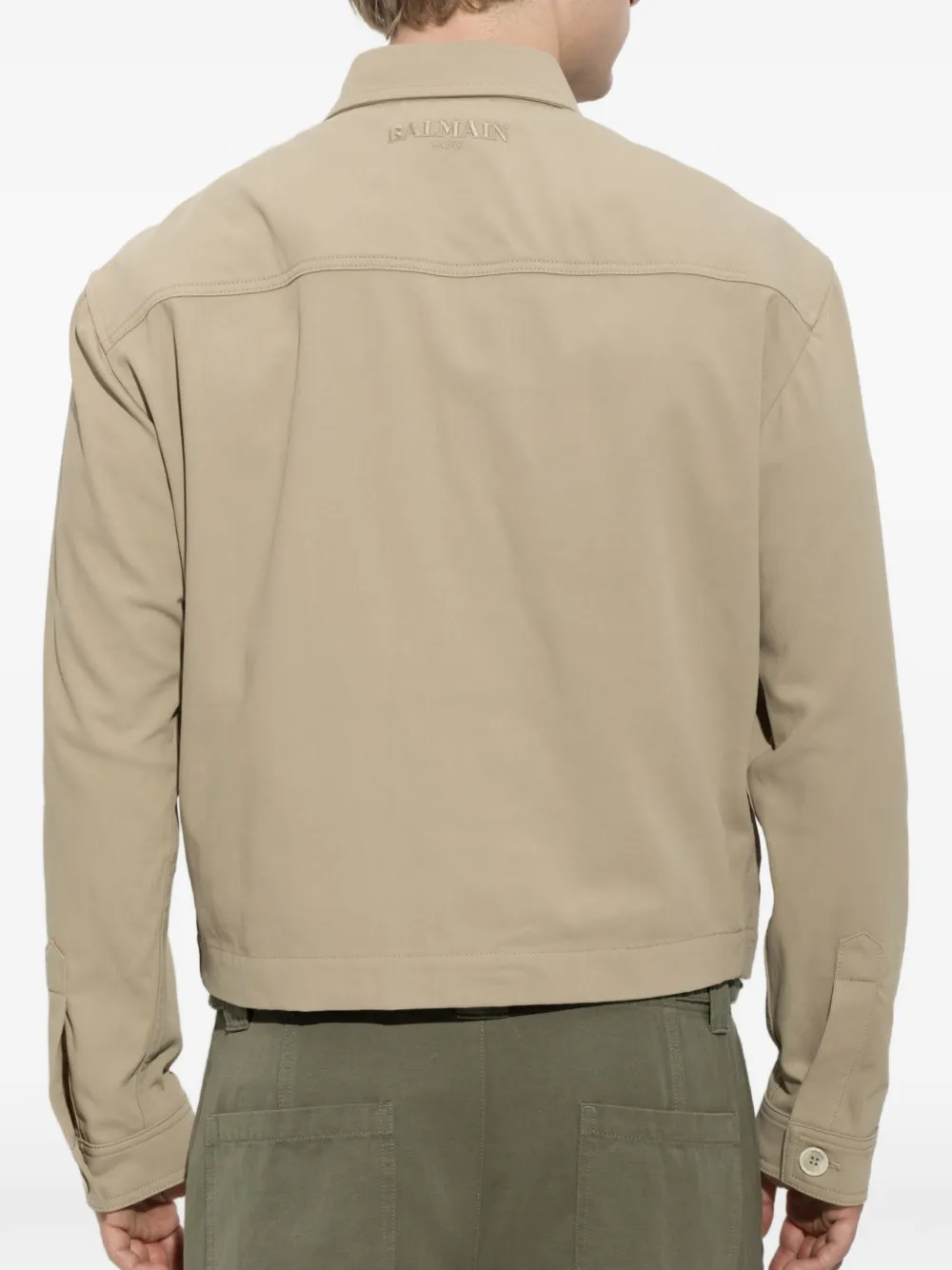 Balmain Shirtjack met zak met knoopsluiting Beige