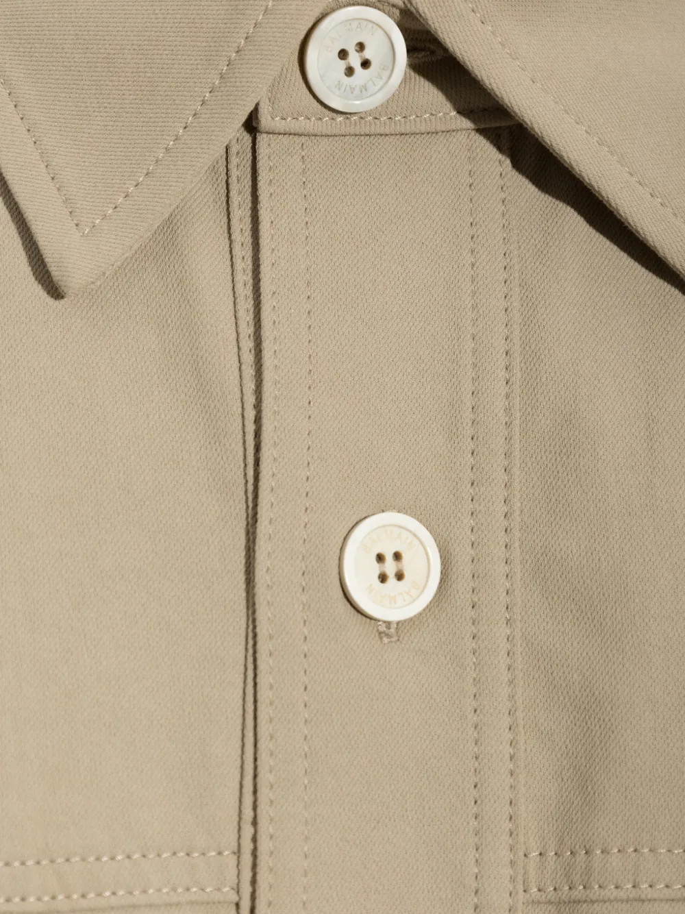 Balmain Shirtjack met zak met knoopsluiting Beige