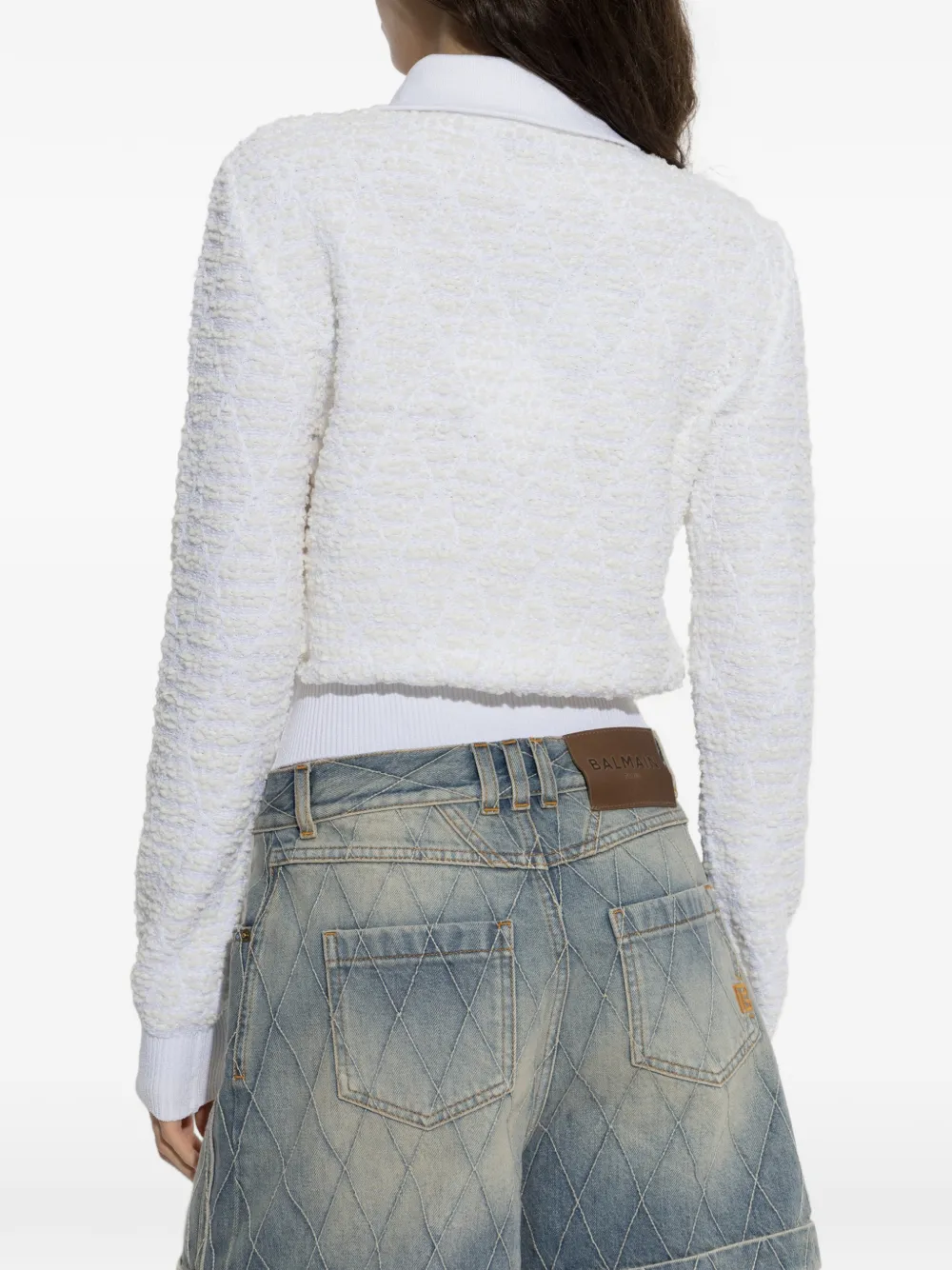 Balmain Gebreide trui met halve rits Wit