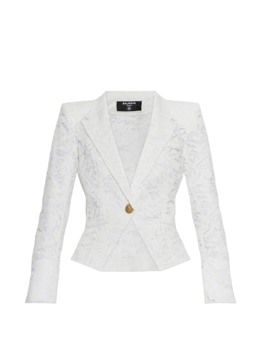 Balmain lace-patterned buttoned blazer - White