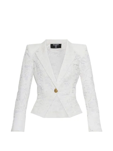 Balmain lace-patterned buttoned blazer