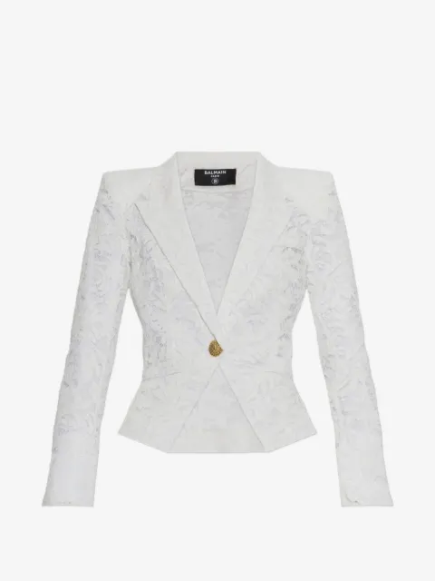 Balmain lace-patterned buttoned blazer