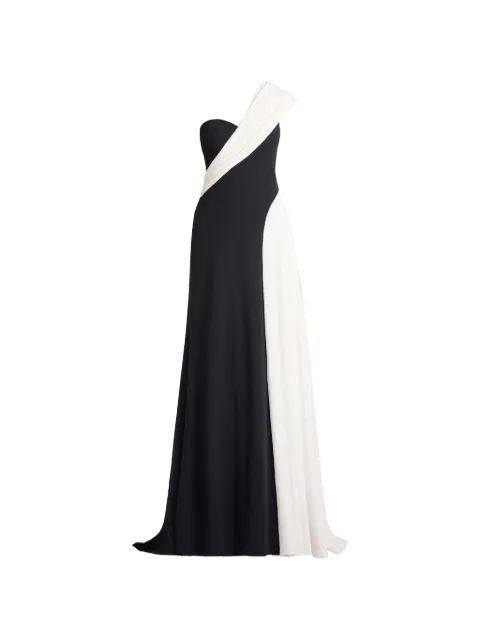 Tadashi Shoji Belman one-shoulder draped gown dress