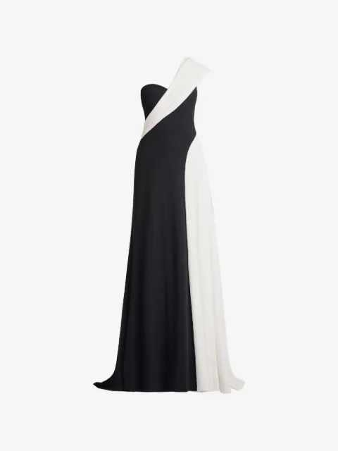 Tadashi Shoji Belman one-shoulder draped gown dress