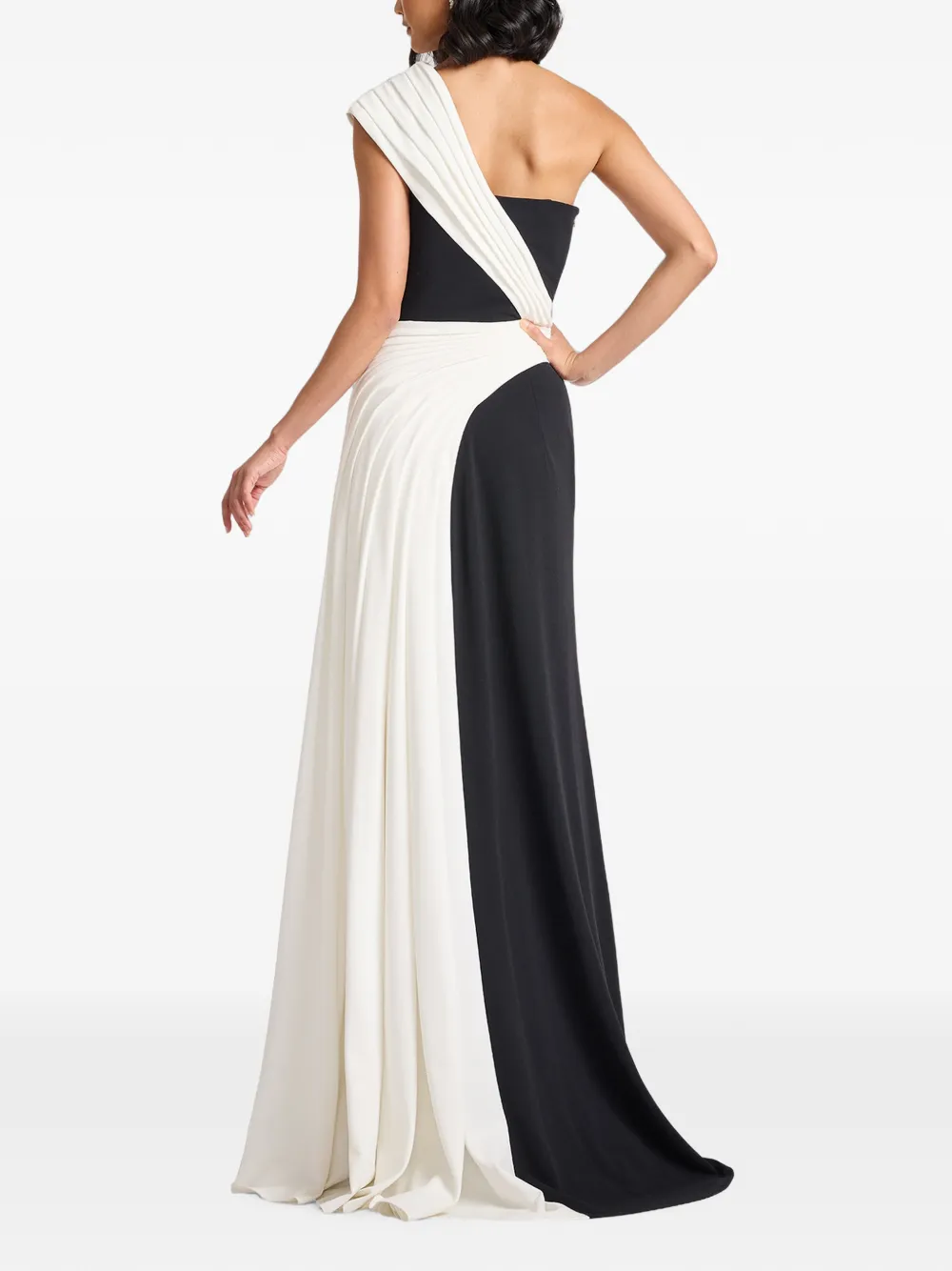 Tadashi Shoji Belman asymmetrische gedrapeerde avondjurk Zwart