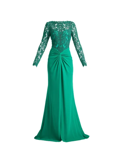 Tadashi Shoji Lysandra lace-panelled twist-detail gown